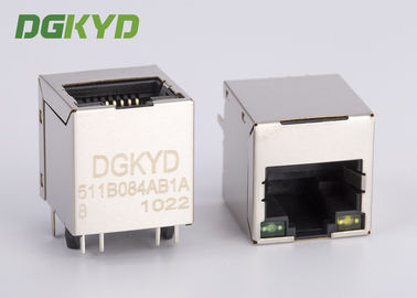 Cat5e Jack Modular Rj45 modul konektor magnetik G / Y Led In Black