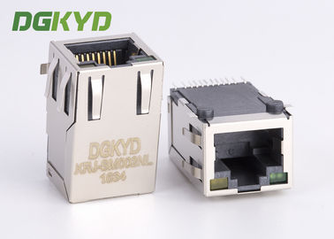 Logam terlindung RJ45 PCB Connector SMT CAT5 rj45 magnetic jack, G / Y LED