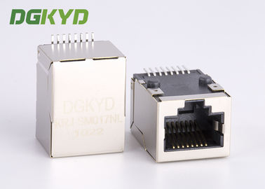 Terlindung CAT5 jack jaringan, konektor SMT rj45 profil rendah dengan trafo internal