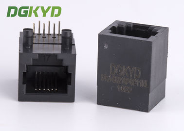 PBT Hitam Tunggal Port Kanan Angle 6 Pins 6 Kontak RJ11 Soket Telepon Jack