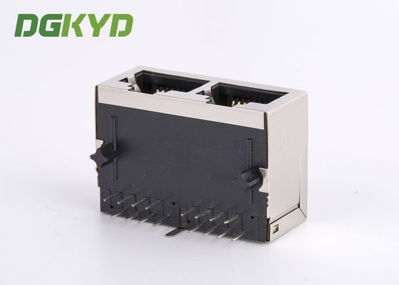 1 X 2 Port Integrated Magnetic RJ45 Modular Jack 100BASE Without LEDS