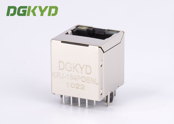 Custom 180 Degree Top Entry EMI 8P8C RJ45 Jack Cat 5 Ethernet Connector With POE