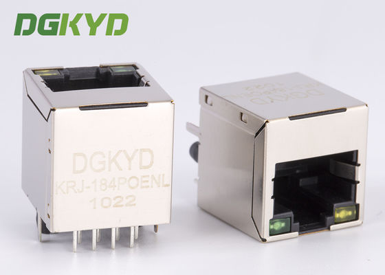 Custom 180 Degree Top Entry EMI 8P8C RJ45 Jack Cat 5 Ethernet Connector With POE