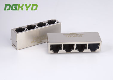 Metal shielded 1000 base quad port giga ethernet rj45 connectors, without LED