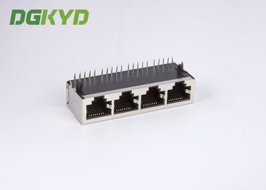 Metal shielded 1000 base quad port giga ethernet rj45 connectors, without LED