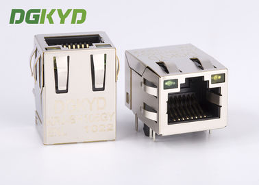 21.4mm Tab-Up 100Base 1 X 1 Modular RJ45 Jack Connector With LEDS Side Entry HR871181A