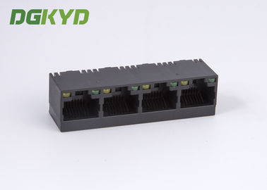 180 Degree 1X4 multiple port RJ45 Connectors vertical entry 4 Port ethernet jack