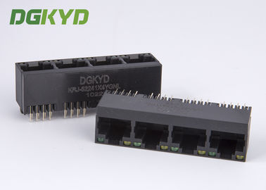 180 Degree 1X4 multiple port RJ45 Connectors vertical entry 4 Port ethernet jack