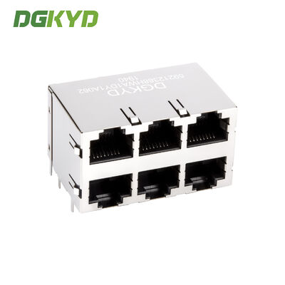 DGKYD59212388HWA1DY1A062 RJ45 multi port shielded connector without light 8P8C Ethernet socket without isolation spring