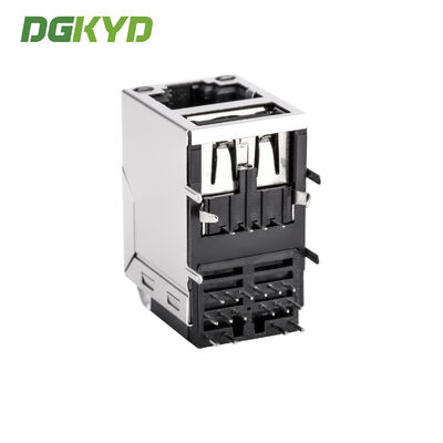 Gigabit RJ45 Connector RJ45+USB2.0 Socket with LED No Spring KRJ-008QGYGWUSBNL