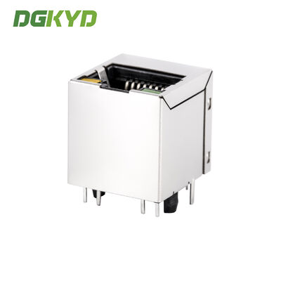 DGKYD511B002AB2A8D RJ45 100M 180 Degree Direct Plug Network Connector 8PIN With Light And Shielded Socket