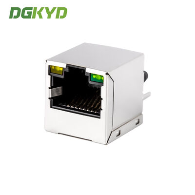 DGKYD511B002AA1A8D 180 Degree RJ45 Connector 8PIN With Lamp And Shielded Socket