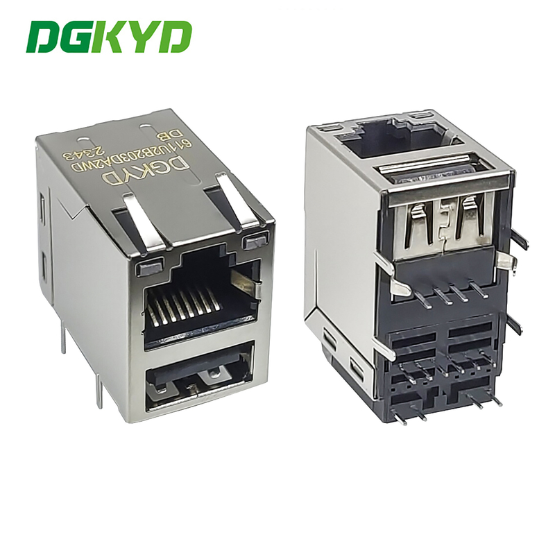 DGKYD611U2B203DA2WDDB Gigabit RJ45 With USB2.0 Socket And Filter PCB Connector RJ45+USB2.0