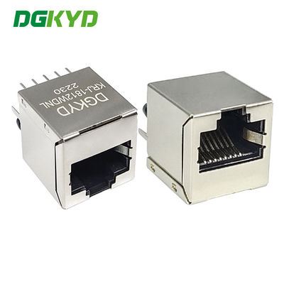 1000 konektor ethernet Base-T Modul magnetik, penyisipan vertikal, logam terlindung