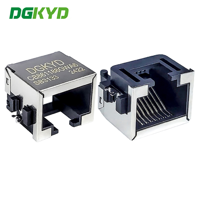 RJ45 Konektor 1X1 8P8C Plat tenggelam 8.6 3U Antarmuka RJ45 SMD Konektor DGKYDCB861188GWA6SB3133
