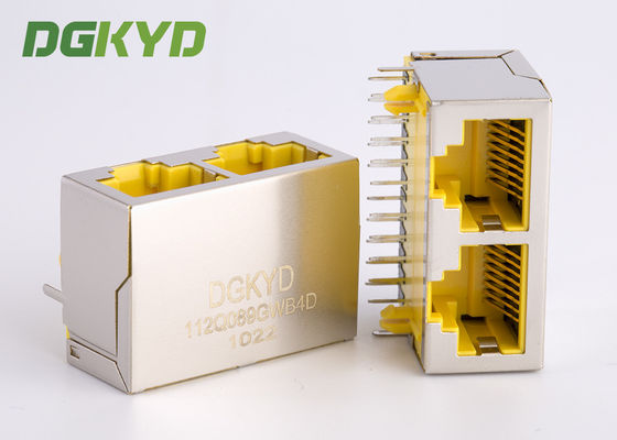 CAT 6 Ganged 2 Port RJ45 Keystone Jack Combo Dengan Gigabit Ethernet Transformer