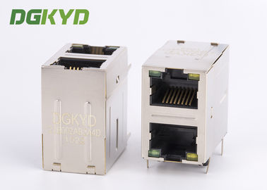 8P8C Cat5/5e 100Mb Stacked 2 Port RJ45 Jack Combo Dengan Transformer