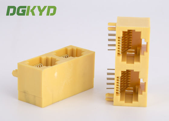 KRJ-56S1X2WDWKNL Sisi Masuk Perumahan Plastik Kuning 2 Port RJ45 Jaringan Jack