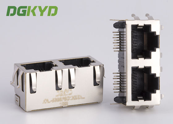 KRJ - 56S8P8C1X2ENL Metal Shielded 2 Port Rj45 Female Jack Tidak Ada LED Tab Up