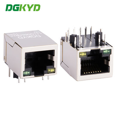 RJ45 port tunggal Gigabit RJ45 antarmuka jaringan dengan lampu LED dan PIN pin flush 4.06 DGKYD111Q068AB2A1D