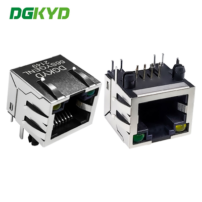 Konektor RJ45 8P8C 56 port tunggal dengan antarmuka jaringan cahaya dan pelindung DGKYD-56SYGENL