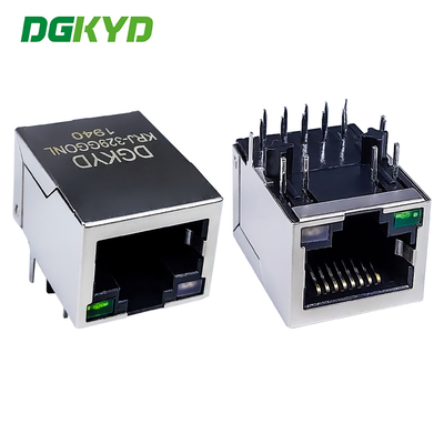 RJ45 antarmuka jaringan dengan lampu LED Gigabit Ethernet konektor soket horizontal KRJ-329GGONL