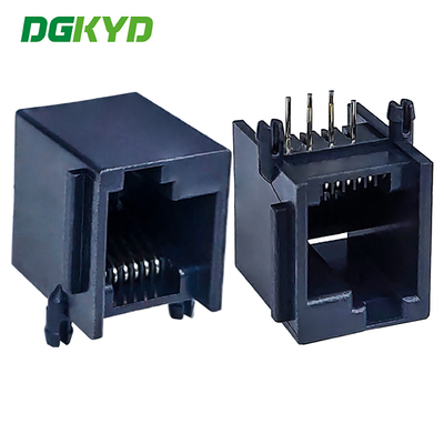 Konektor Ethernet RJ11 tanpa cahaya plastik penuh 6P6C gesper kiri DGKYD5523LE1166IWA1DY4