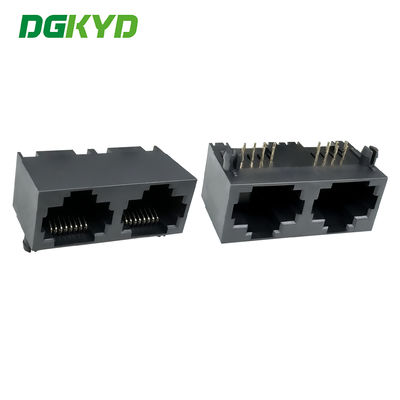 Jaringan RJ45 soket wanita konektor port jaringan plastik penuh 8P8C port ganda DGKYD561288IWA1DY1
