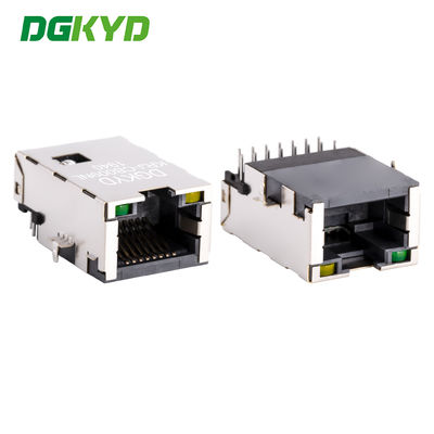 Konektor PCB RJ45 profil sangat rendah port Jaringan cat5 RJ45 dengan magnetik KRJ-CB009NL