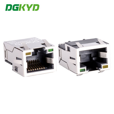 Single Port Tab Up Plat Emas RJ45 Ethernet Connector SMD Cat6 Profil Ekstra Rendah