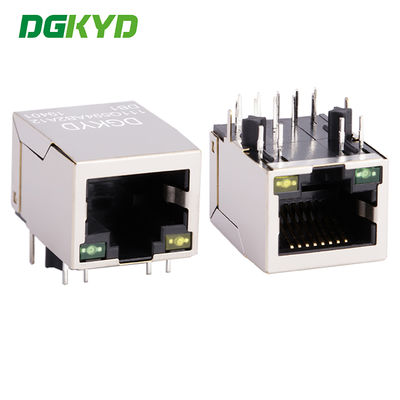 Konektor RJ45 dengan transformer terintegrasi 10G terintegrasi dengan cahaya dan pelindung DGKYD111Q594AB2A12DB1