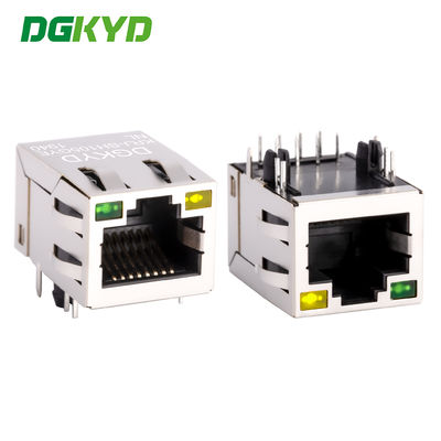 Soket port jaringan RJ45 dengan transformator terintegrasi 100Mbps dengan lampu dan pelindung KRJ-SH105GYENL