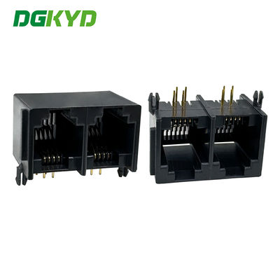 Konektor port Ethernet RJ11 1X2 dengan antarmuka telinga 6P6C DGKYD5523E1266IWA1DY4