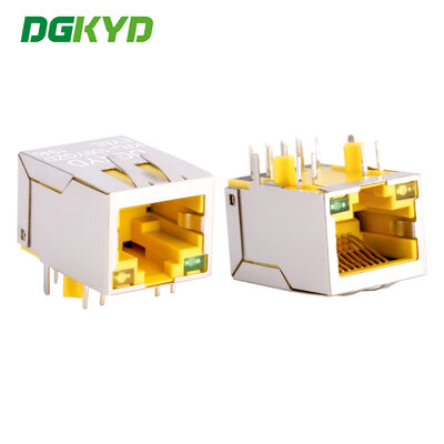 10/100 baseT RJ45 konektor industri Ethernet soket PCB konektor dengan LAN Filter untuk Adsl, rumah kuning KRJ-109YGZDEYNL