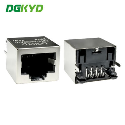 Konektor vertikal RJ45 tanpa pelindung strip cahaya 6U antarmuka pin datar DGKYD52T1188GWA1D20B4