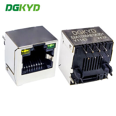 RJ45 Tanpa Transformer Network Port Socket 8P8C Dengan LED Direct Insertion Vertical RJ45 DGKYD52A1188AB1A3D1Y1143