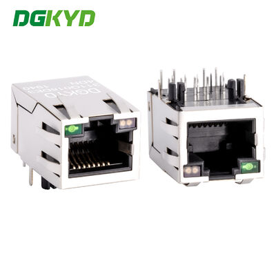 Shielded Gigabit ehternet RJ45 PCB Connector dengan Transformer RJ45 Network socket DGKYD311Q018DE3A4D