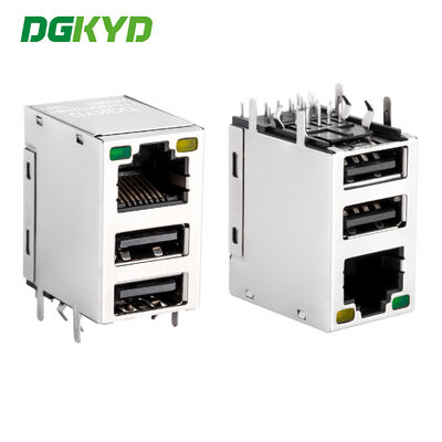 RJ45 dengan dua soket USB 2.0, antarmuka jaringan Gigabit dengan DGKYD711U2Q032AB2WD080 terlindung