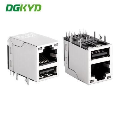 Gigabit RJ45 konektor RJ45+USB 2.0 soket dengan pelindung DGKYD611U2Q002DF3WD009