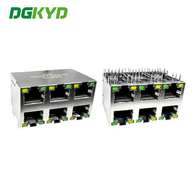 Konektor RJ45 port jaringan industri soket 2X3 dengan pelindung DGKYD59212388AB1A1DY1F022