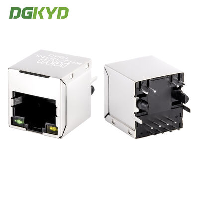 KRJ-181NL 180 derajat Cat5e Rj45 Konektor Vertikal Mesh Outlet Socket RoHS Dengan Magnetik Internal Dan LED