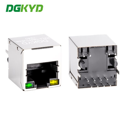 Custom 180 derajat EMI 8P8C RJ45 Jack Cat 5 Ethernet Connector Dengan POE KRJ-184POENL