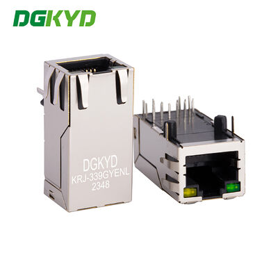 KRJ-339GYENL 8p8c Plug Single Port Gigabit Light Strip Shielded Communication Interface Socket Jaringan