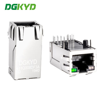 Konektor jaringan filter port tunggal RJ45 dengan lampu dan pelindung PBT DGKYD411Q008DF3A1D