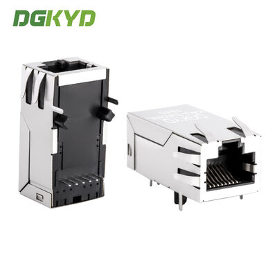 Konektor Rj45 6 Pin Port Tunggal 1000M 33.0mm yang disesuaikan dengan Transformer / Leds KRJ-3302NL