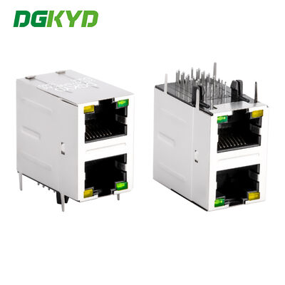 2x1 Dual Port RJ45 Connector 1000BASE-T Gigabit Ethernet dengan Filter