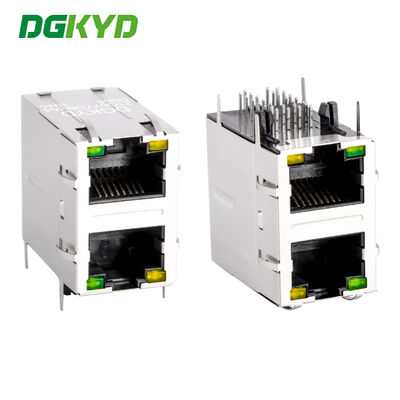 Konektor RJ45 Dek Ganda dengan Transformator 1000base dan Performa Cat6 untuk Jaringan Ethernet