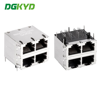 RJ45 Connector Modular Jack dengan Magnetik Internal 2X2 Port Configuration CAT6 Kompatibel