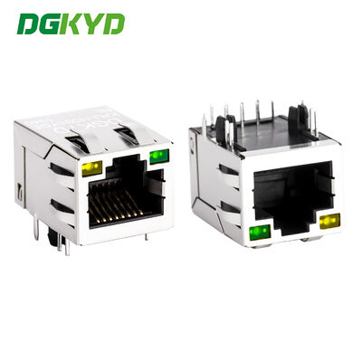 Side Entry RJ45 Magnetics Jack dengan LED untuk Aplikasi Ethernet 100Mb KRJ-H001YGENL