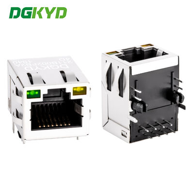 Jack Modular RJ45 dengan Port Tunggal 6u Berlapis Emas dan LED untuk Aplikasi PCB
